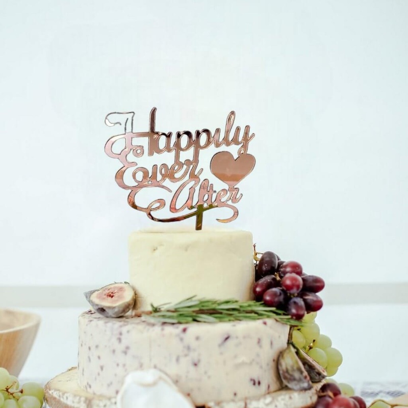 Acrylic Rose Gold 'Happily Ever After' Cake Topper
