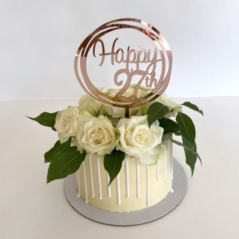 Acrylic Rose Gold 'Happy 27th' Birthday Cake Topper