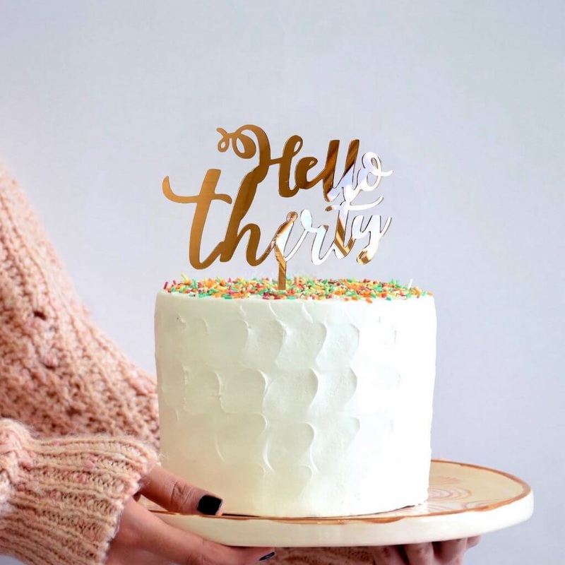 Acrylic Rose Gold 'Hello Thirty' Cake Topper