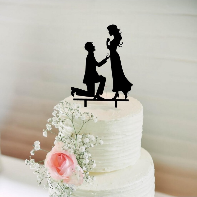 Acrylic Silhouette Proposal Couple Cake Topper