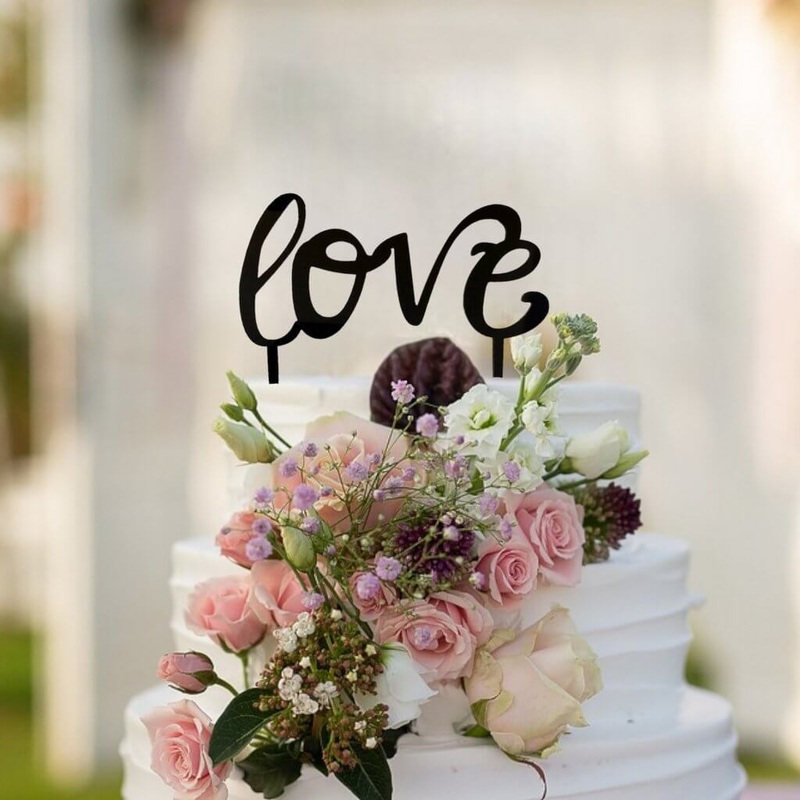 Black Acrylic 'Love' Script Cake Topper