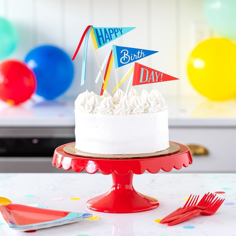 Blue and Red Happy Birthday Cake Topper