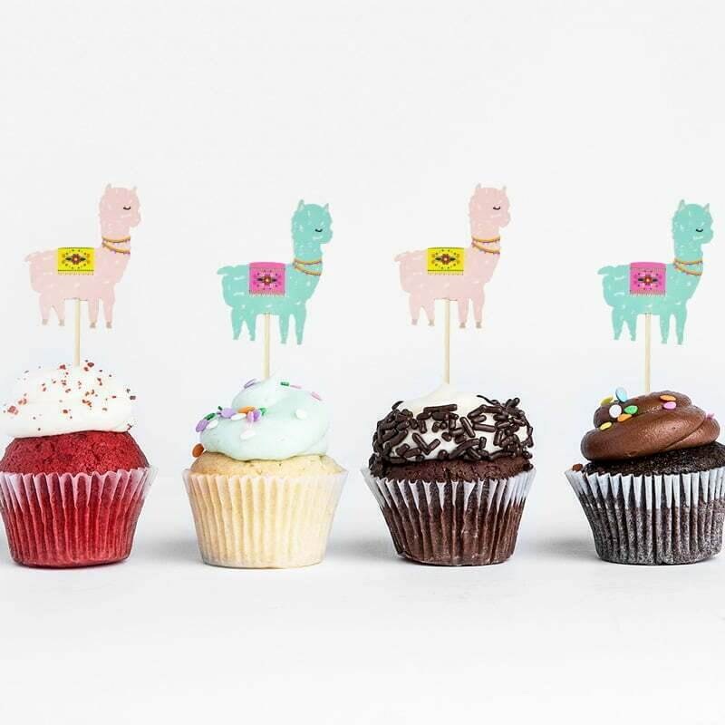 Blue & Pink Llama Cupcake Picks 8pk