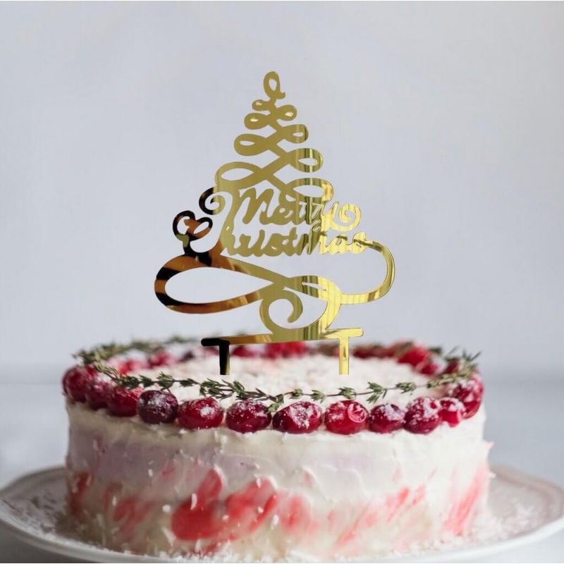 Gold Acrylic Christmas Tree Cake Topper