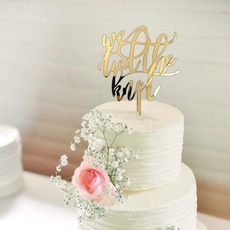 Gold Acrylic 'We Tied The Knot' Cake Topper