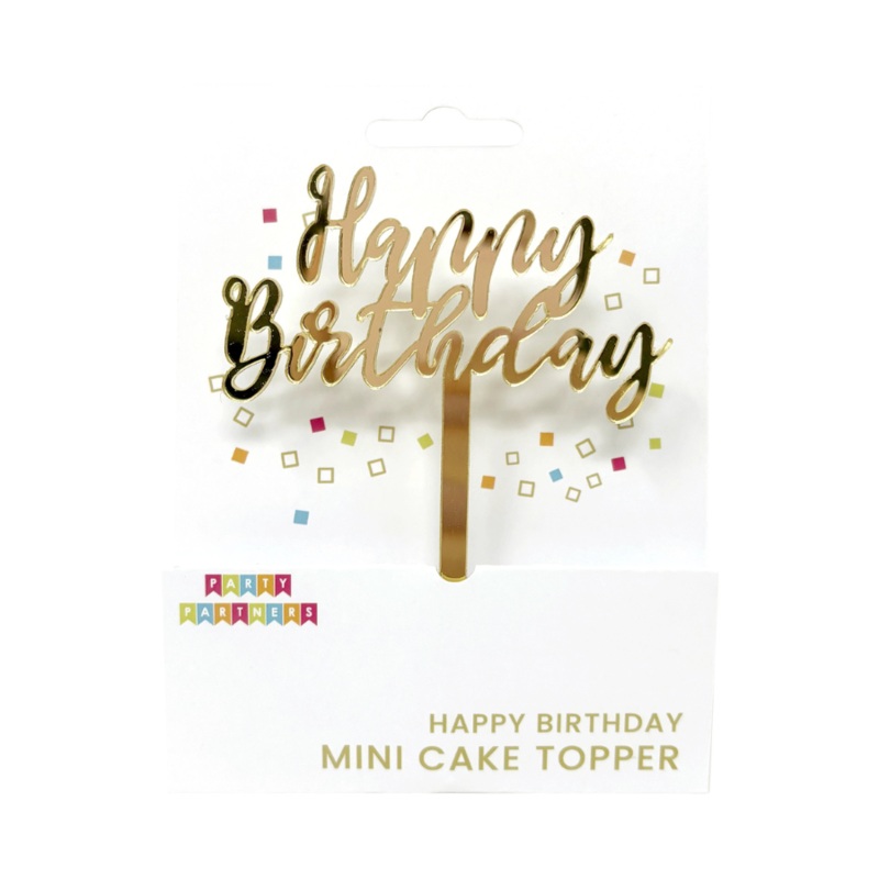 Happy Birthday Gold Mini Cake Topper