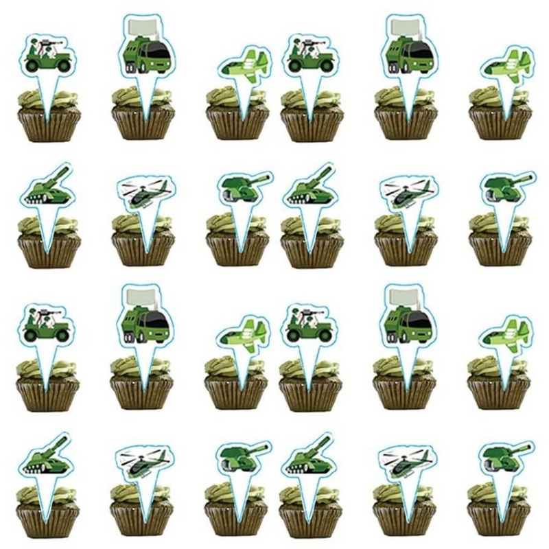 Military Vehicle Paper Cupcake Toppers