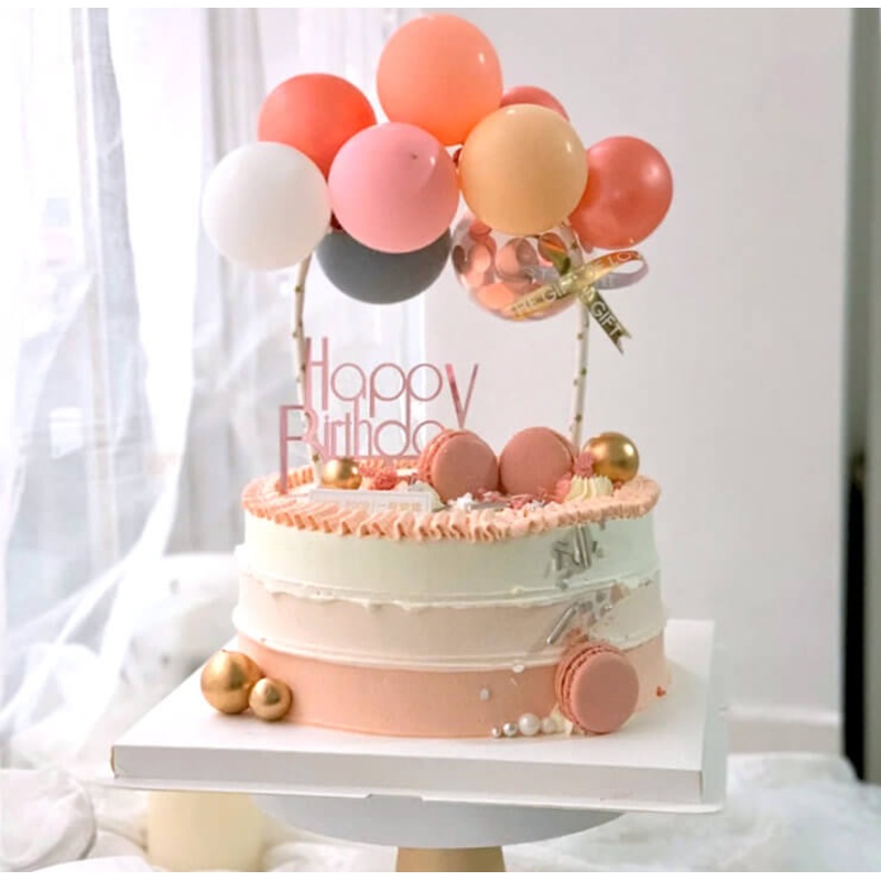 Mini Confetti Latex Balloon Cake Topper Kit - Rose Gold, Pink & Grey