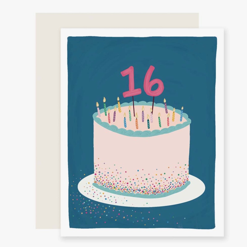 16 Candles Cake Birthday Card