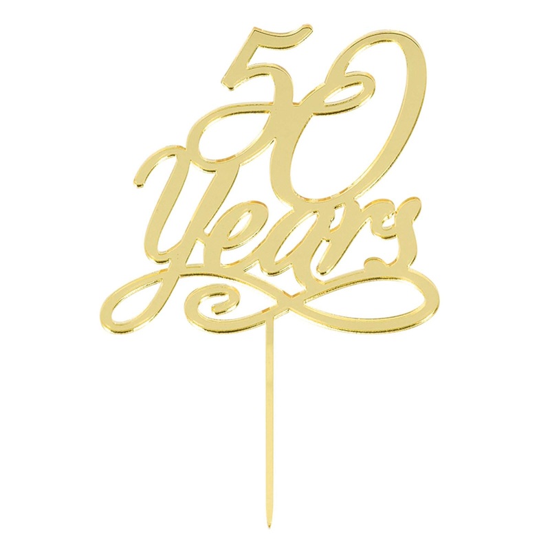 50 Years Gold Plastic Cake Topper