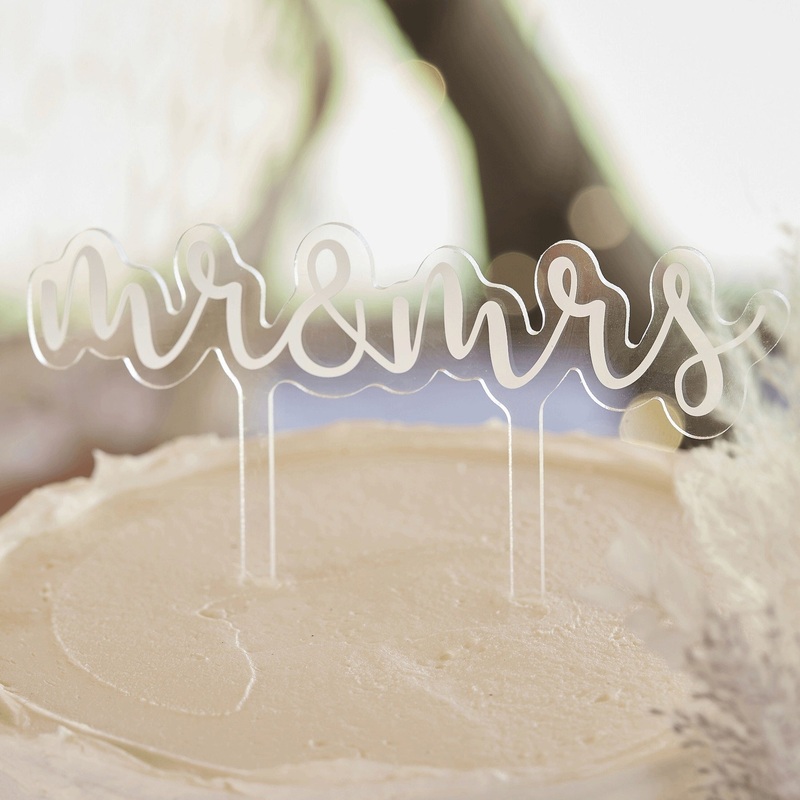 A Touch Of Pampas Cake Topper Mr & Mrs Acrylic