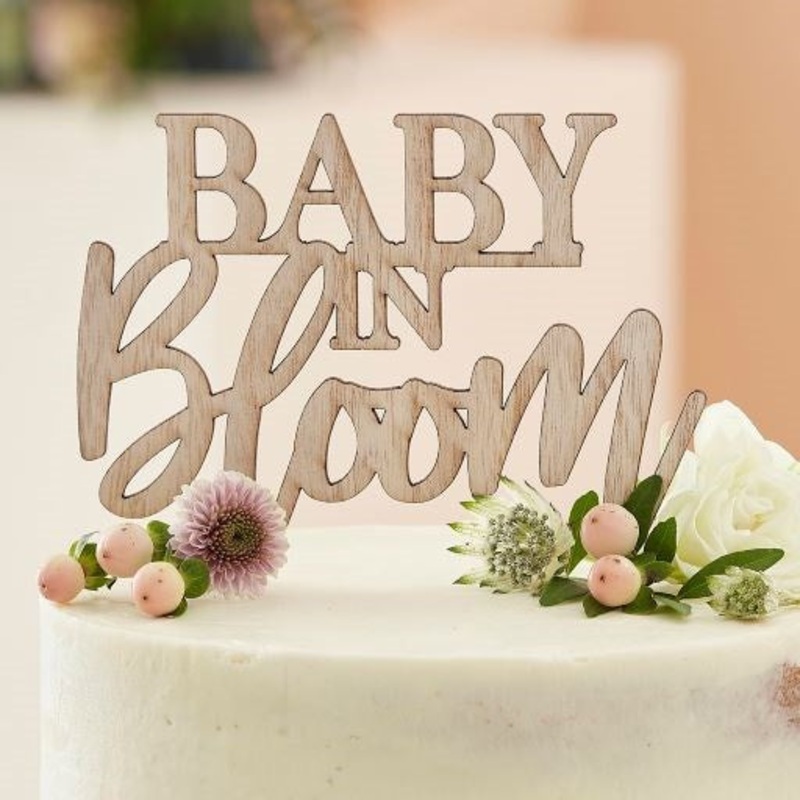 Baby in Bloom Wooden Baby Shower cake Topper