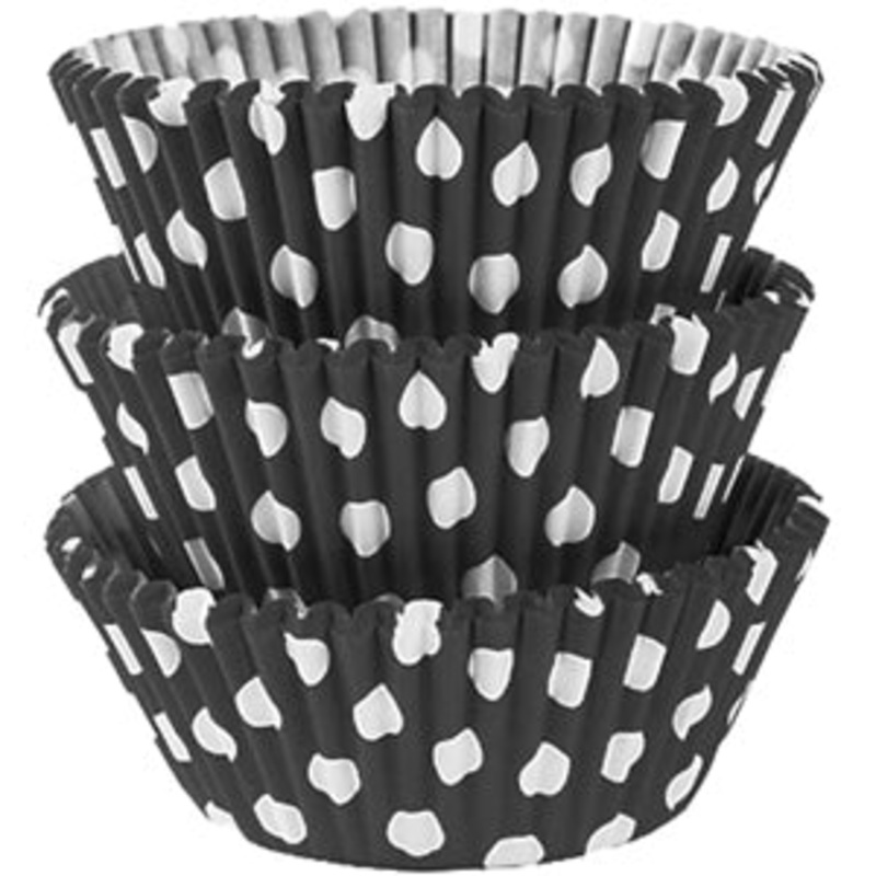 Black Dots Cupcake Cases 50mm, 75pcs