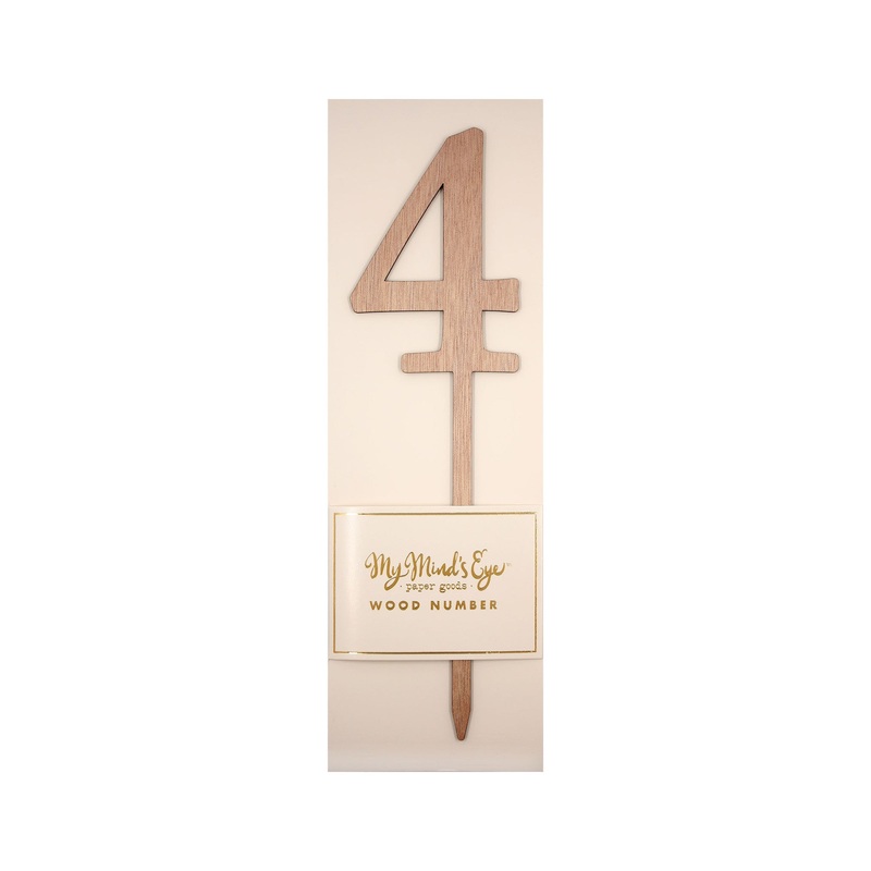 Botanical Wood Number 4 Cake Topper