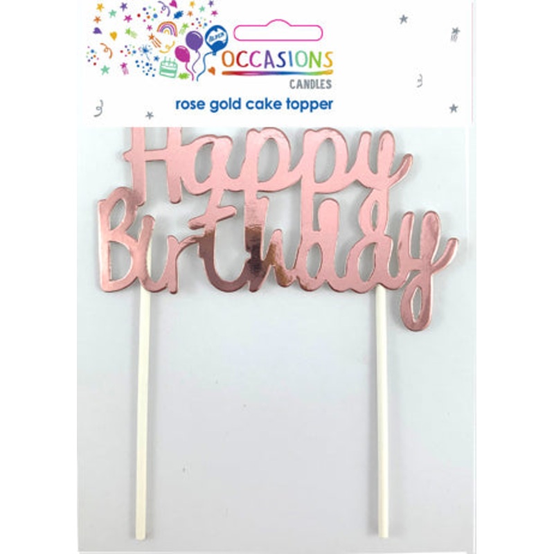 CAKE TOPPER Happy Birthday Metallic ROSEGOLD