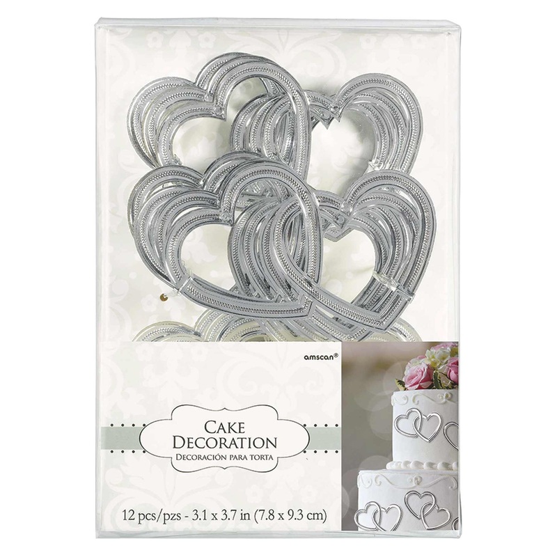 Electroplated Heart Cake Decorations 12pcs