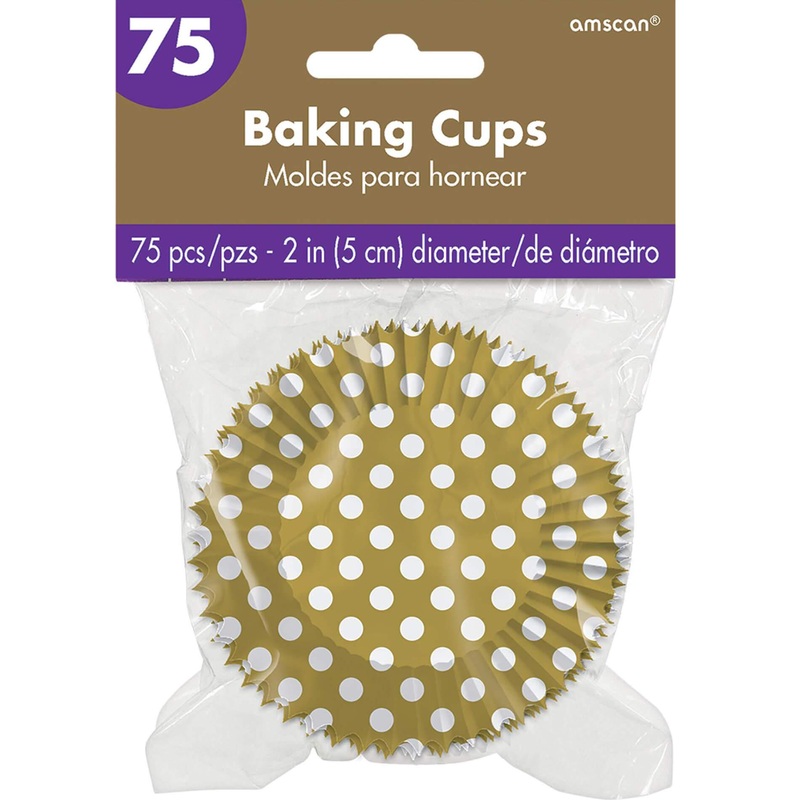 Gold Dots Cupcake Cases 50mm, 75pcs