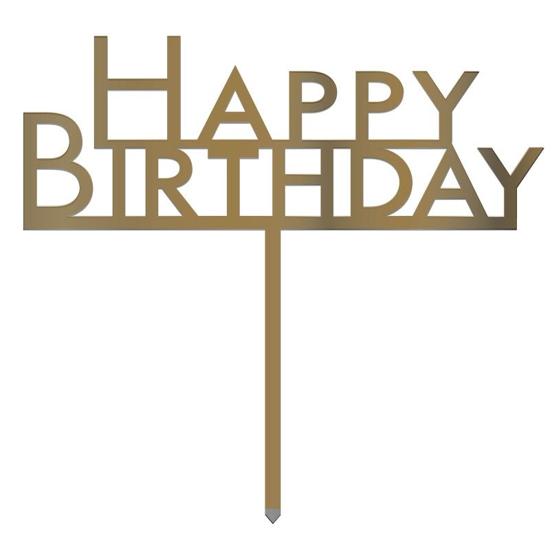 Gold Happy Birthday Acrylic  Cake Topper