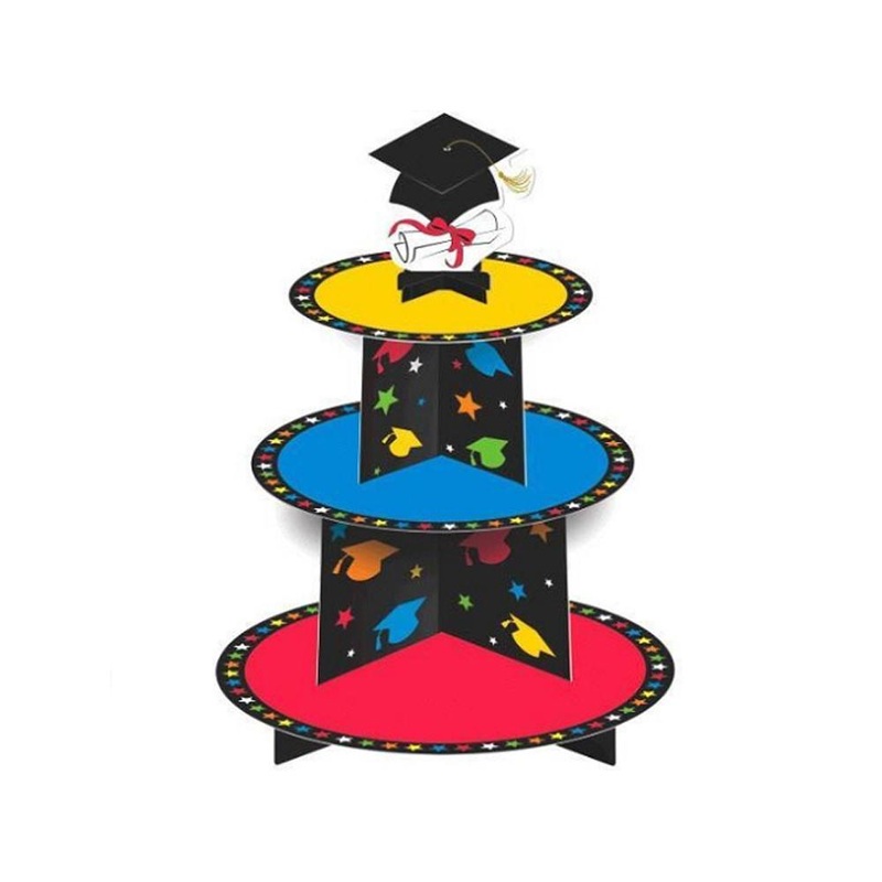 Grad Multicolor Cardboard Cupcake Stand