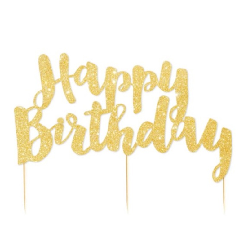 Happy Birthday Gold Gillter Cake Topper
