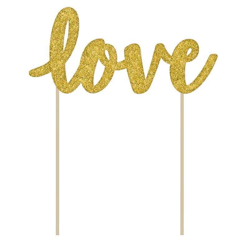 Love Glitter Paper Cake Pick 5.50in