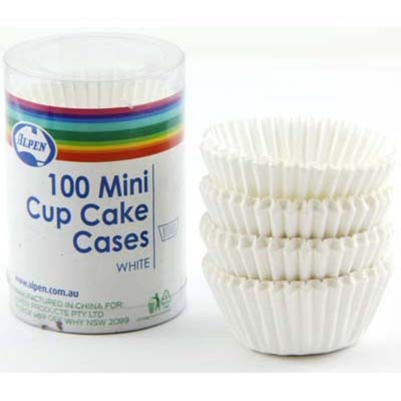 Mini Cup Cake Cases White (30x20mm) Pack100