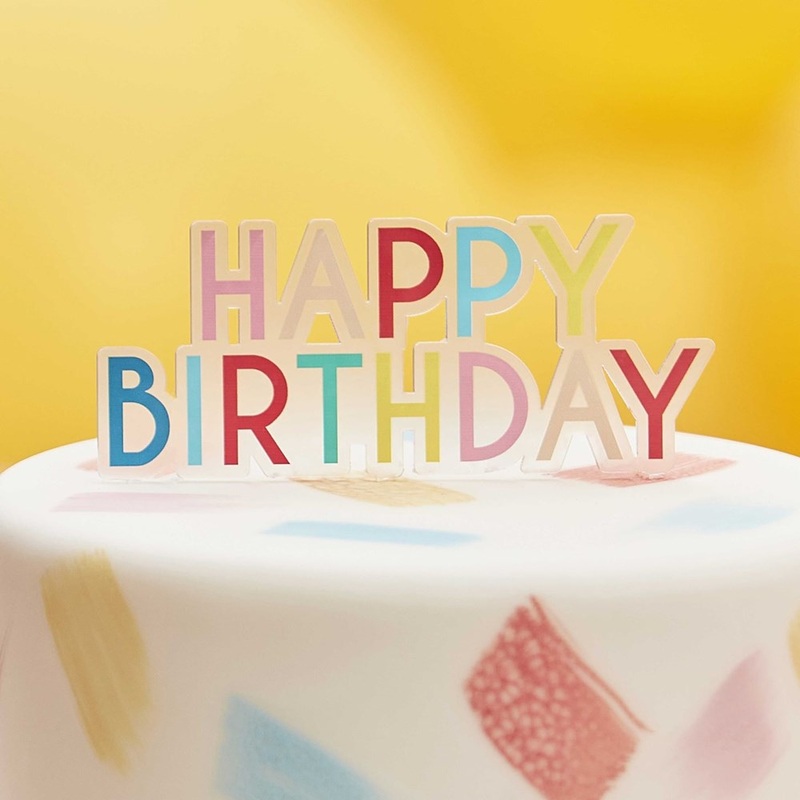 Mix It Up Happy Birthday Bright Rainbow Cake Topper