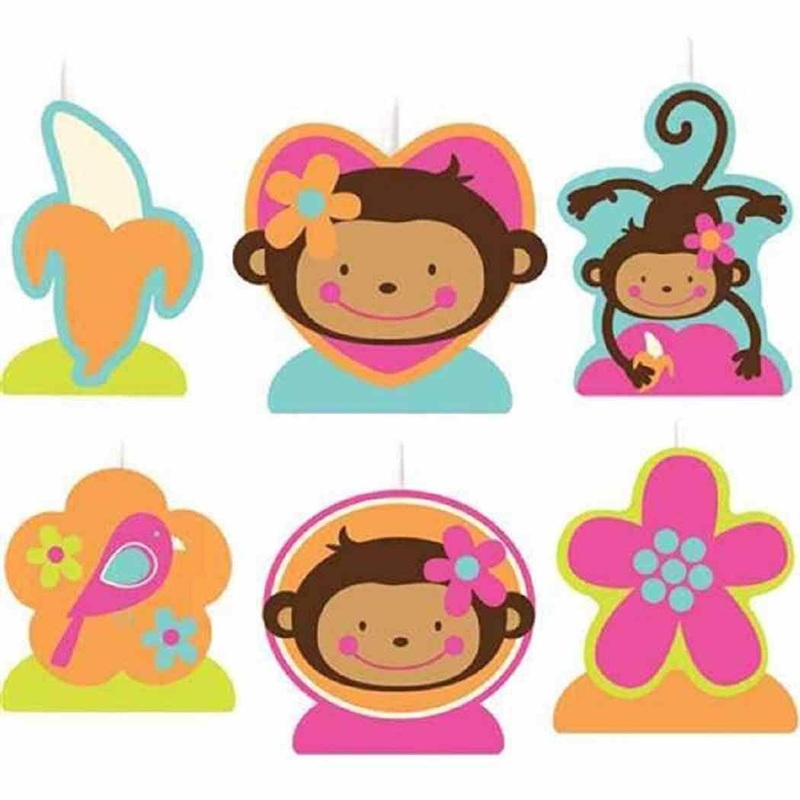 Monkey Love Moulded Cake Candles 6pcs