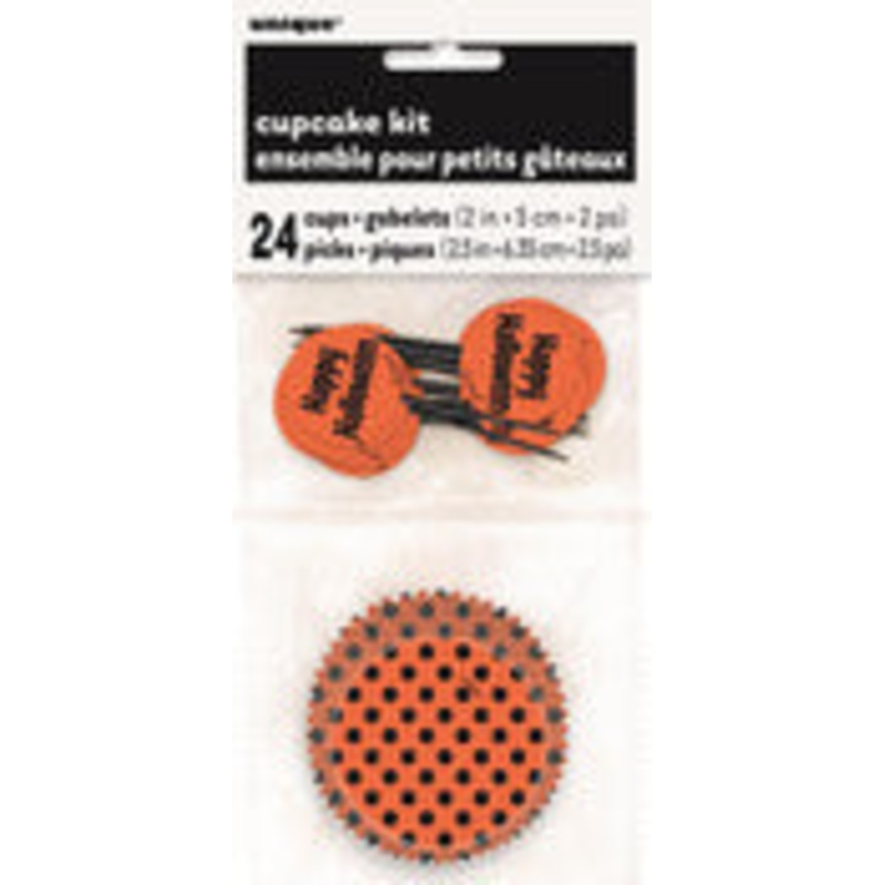 Orange Dots "Happy Halloween" Cupcake kit