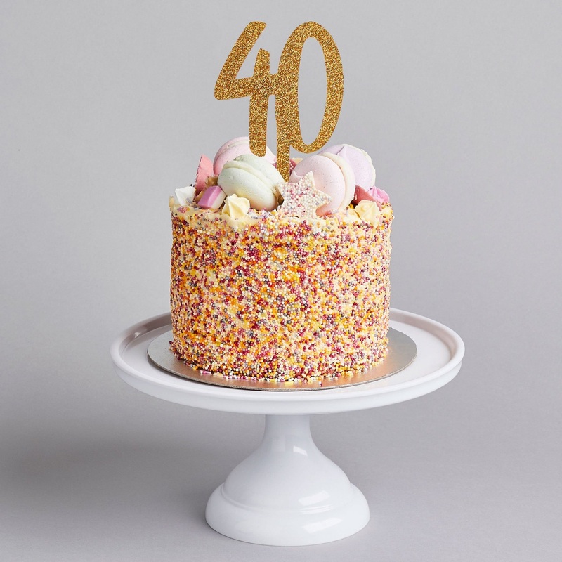 40th Gold Glitter Acrylic Cake Topper