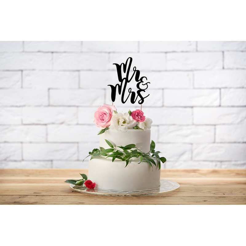 Cake Topper Mr & Mrs Black