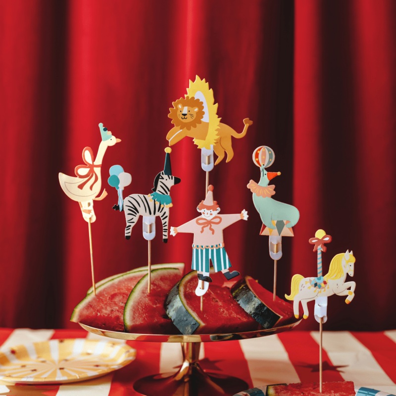 Circus Party Cupcake Toppers x 6
