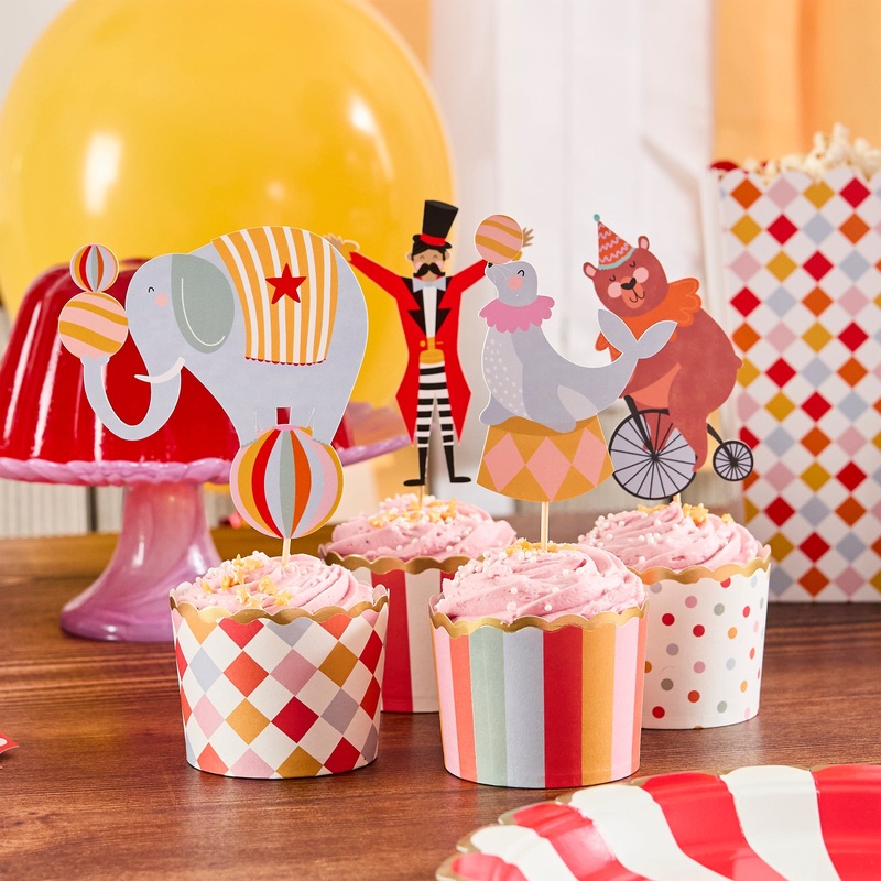 Circus Party Food Cups with Cupcake Picks x 12
