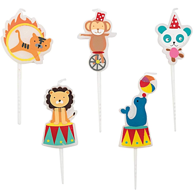 Circus Theme Cake Candles  Set of 5
