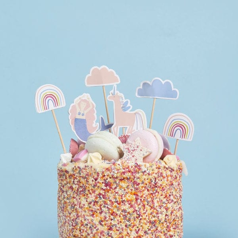 Enchanted Mermaid and Unicorn Cake Topper Set