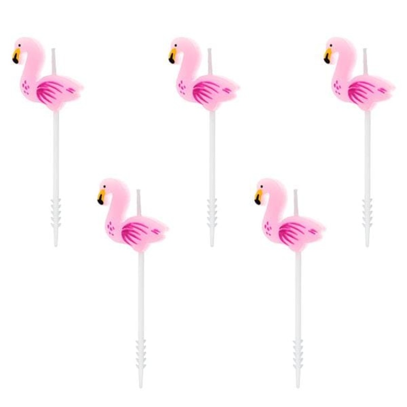 Flamingo Birthday Cake Candles x 5