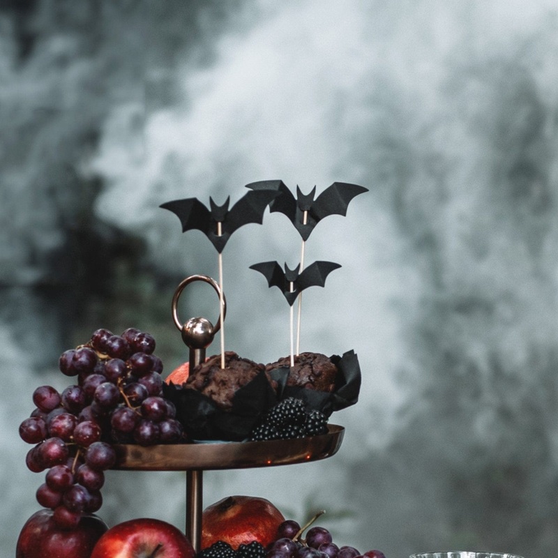 Halloween Black Bat Cupcake Toppers x 6