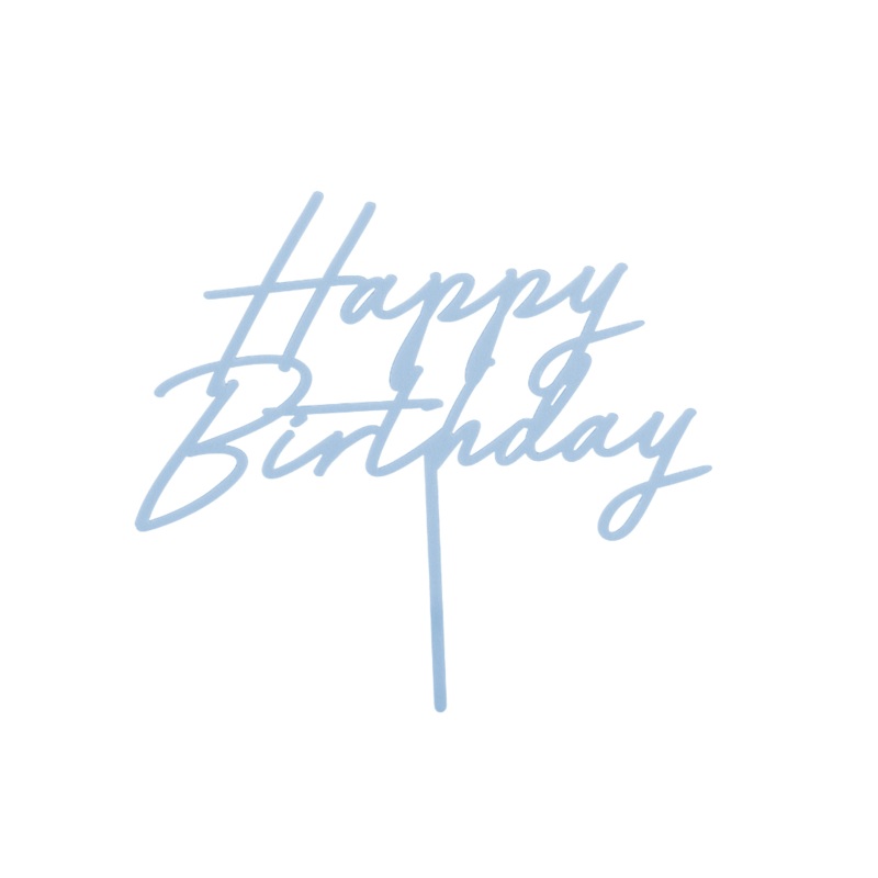 Light Blue Happy Birthday Cake Topper