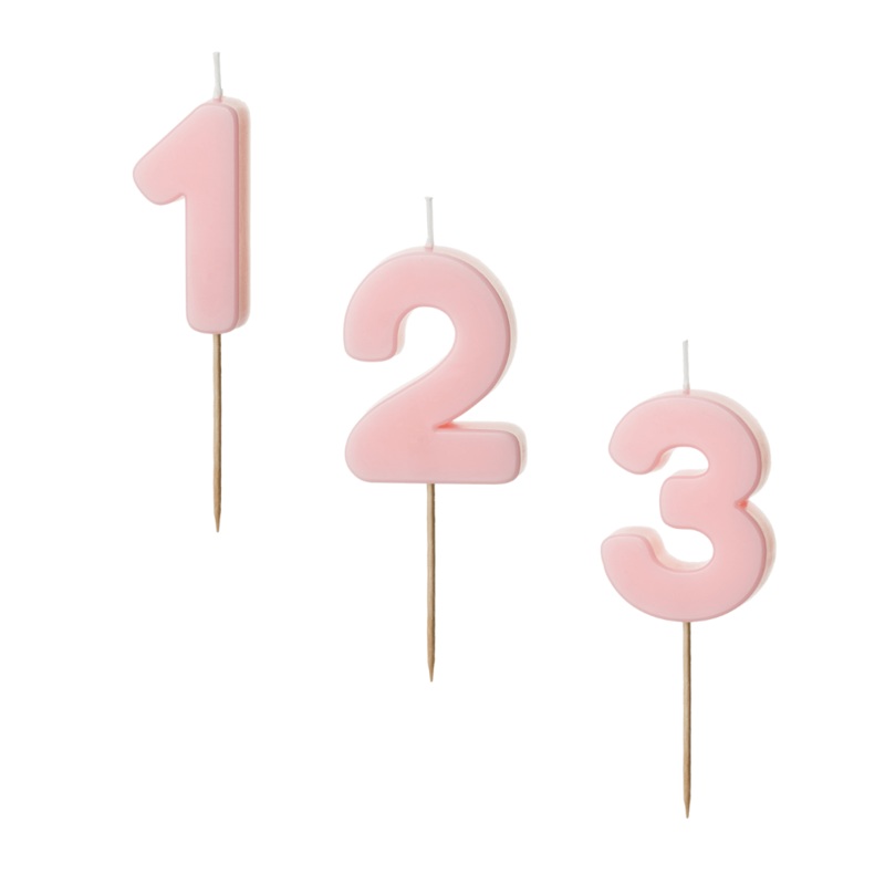 Light Pink Number Cake Candles (0-9)