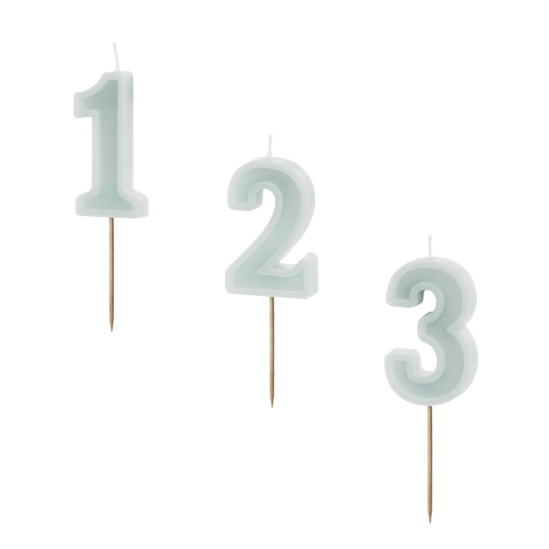 Mint Green Number Cake Candles (0-9)
