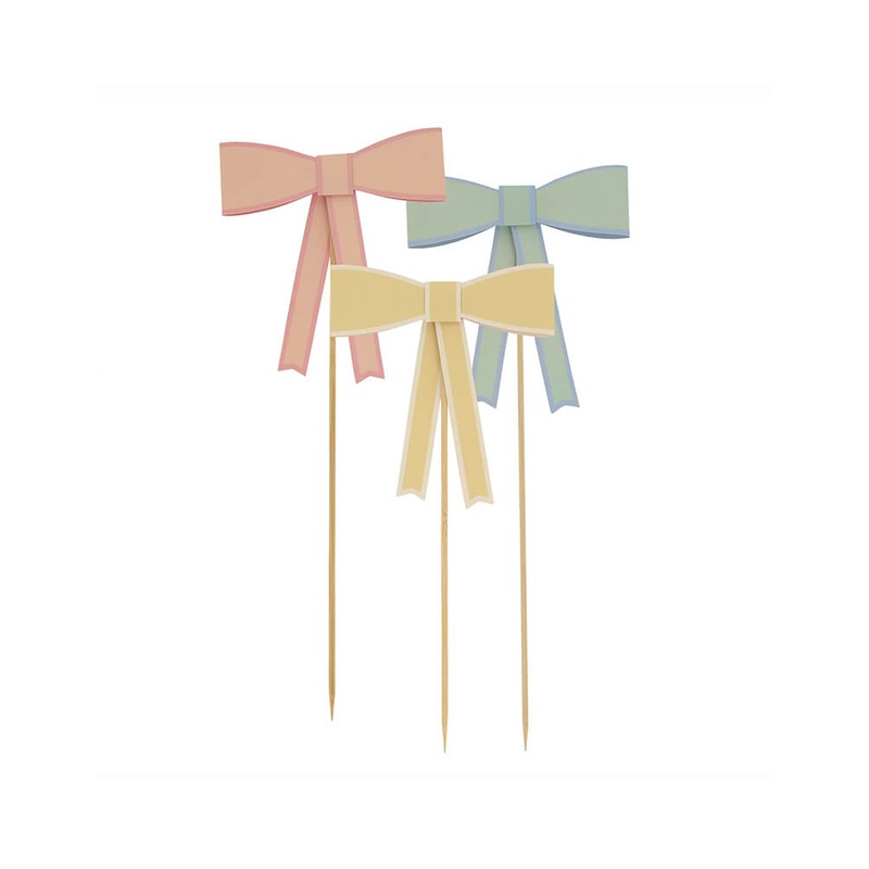 Pastel Bow Cake Toppers (Set of 3)