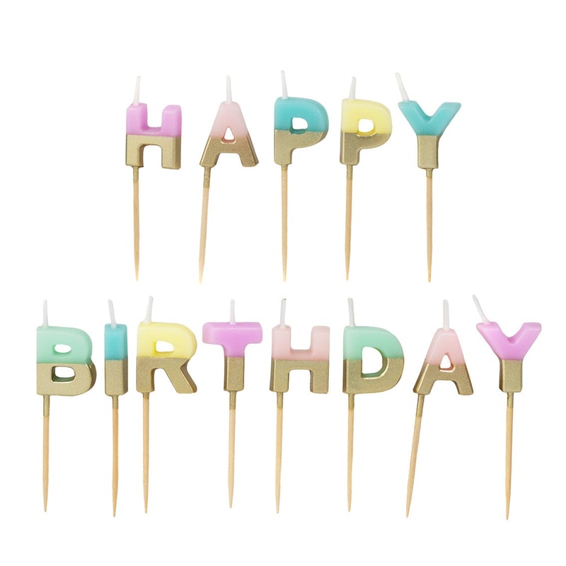 Pastel 'Happy Birthday' Cake Candles