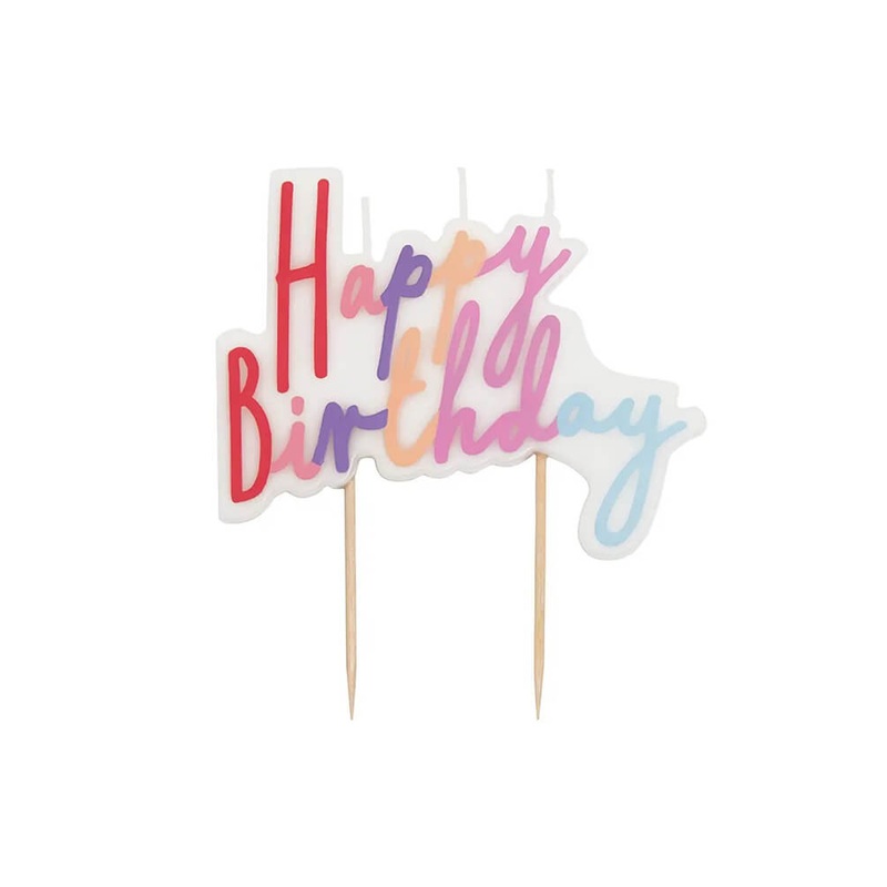 Pastel Happy Birthday Candle Cake Topper