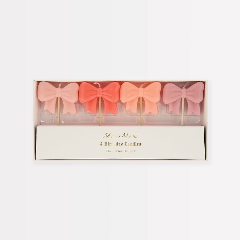 Pink Bow Cake Candles x 4