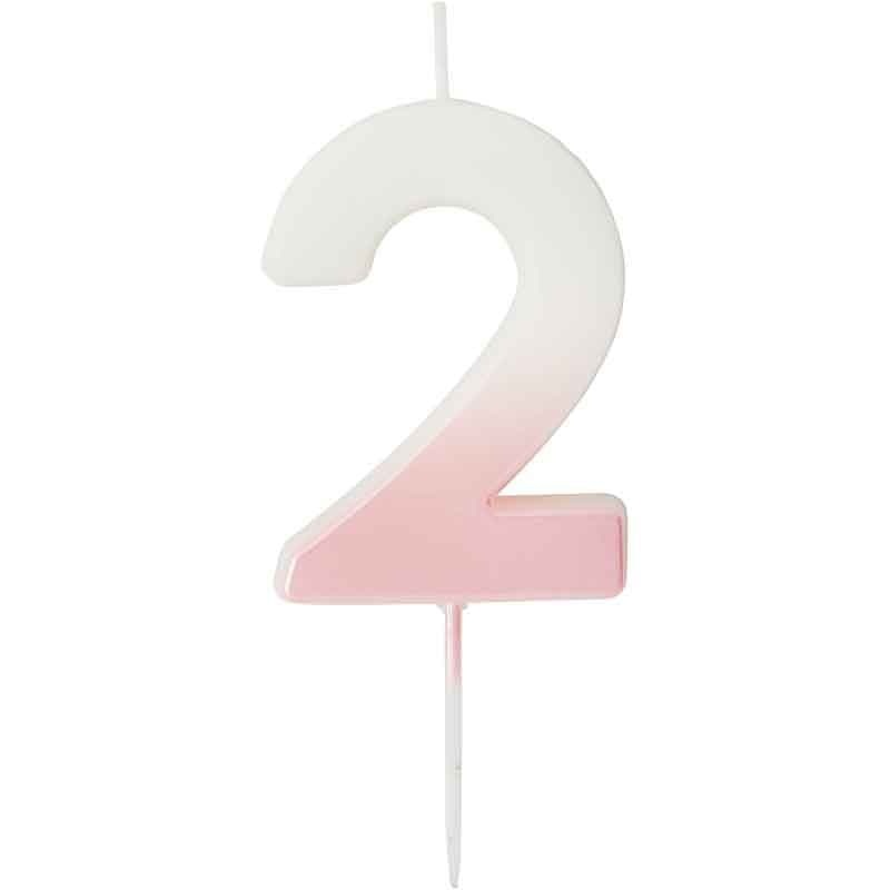 Pink Ombre Number 2 Cake Candle