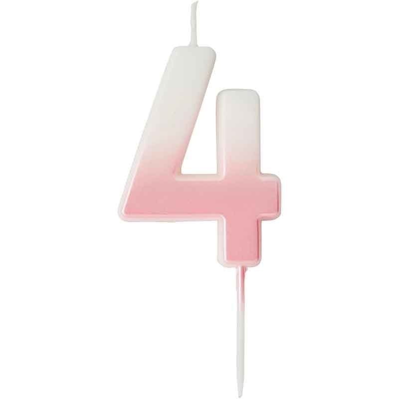 Pink Ombre Number 4 Cake Candle