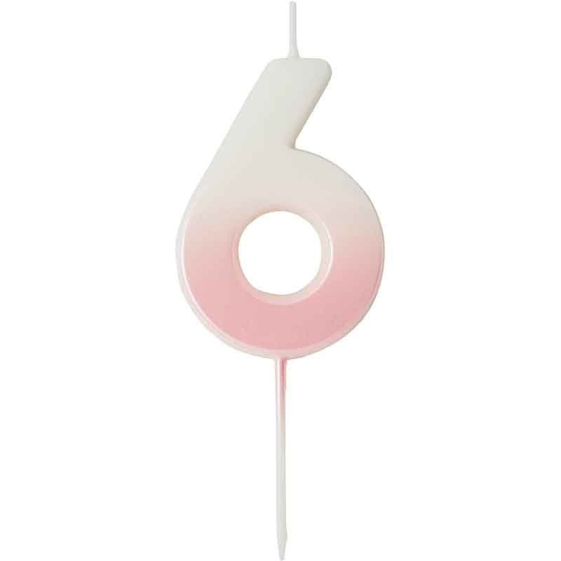 Pink Ombre Number 6 Cake Candle