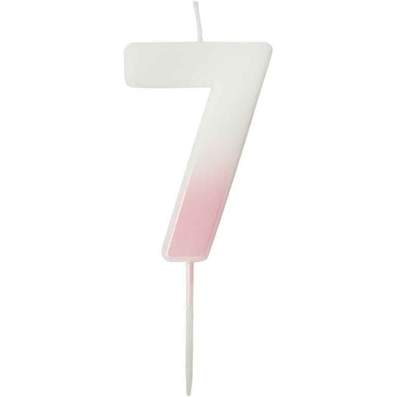 Pink Ombre Number 7 Cake Candle