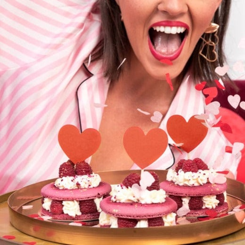 Red Heart Cupcake Toppers x 6
