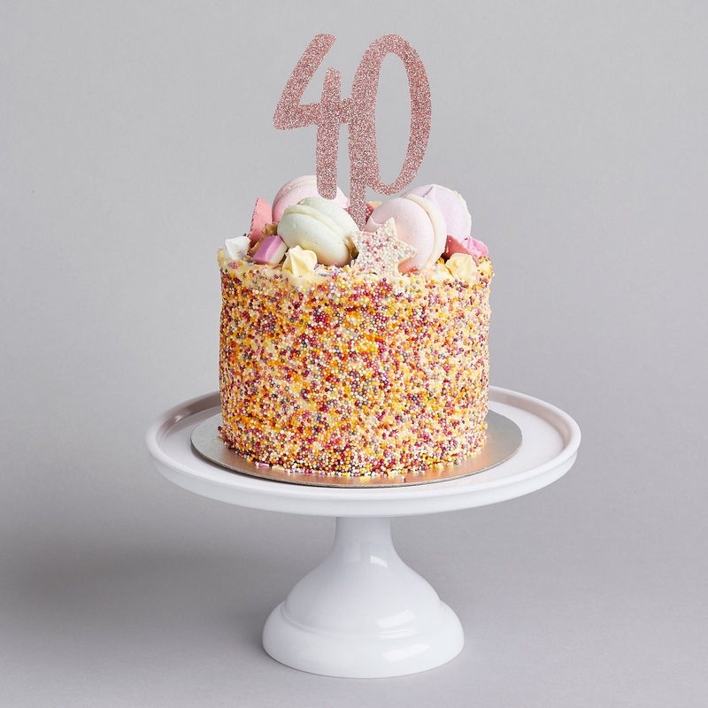 Rose Gold Glitter Acrylic 40 Cake Topper